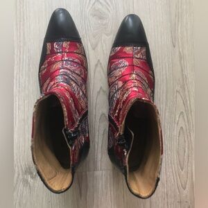 FLUEVOG, Presley- Floral jacquard Ankle Boots, size 8